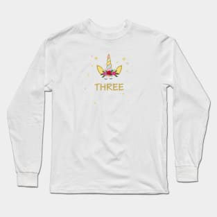 Third birthday candle. Three. Unicorn Birthday invitation. Party invitation Long Sleeve T-Shirt